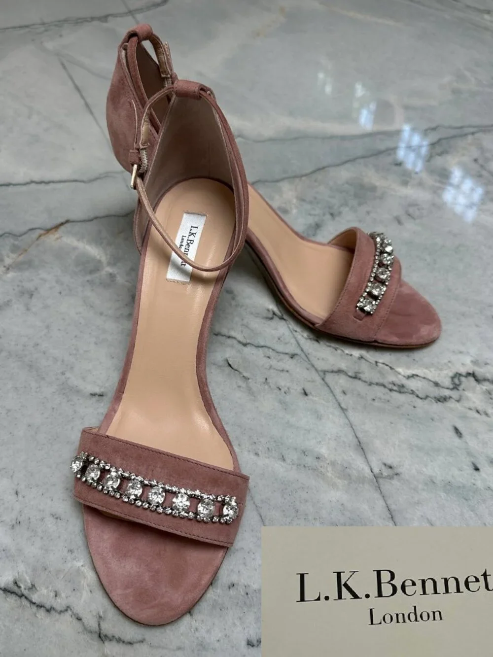 LK Bennett/ Valora Sandal/ Pink Suede w Crystals/ Size 39 (US-8.5) / Worn Once!